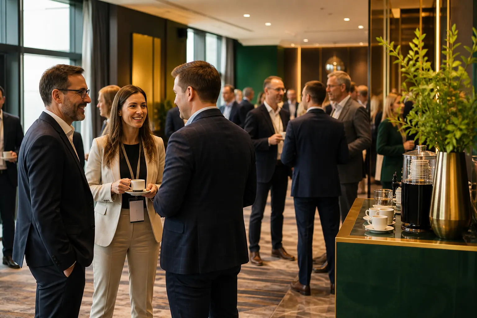 Konferencja biznesowa — strefa networkingowa podczas przerwy