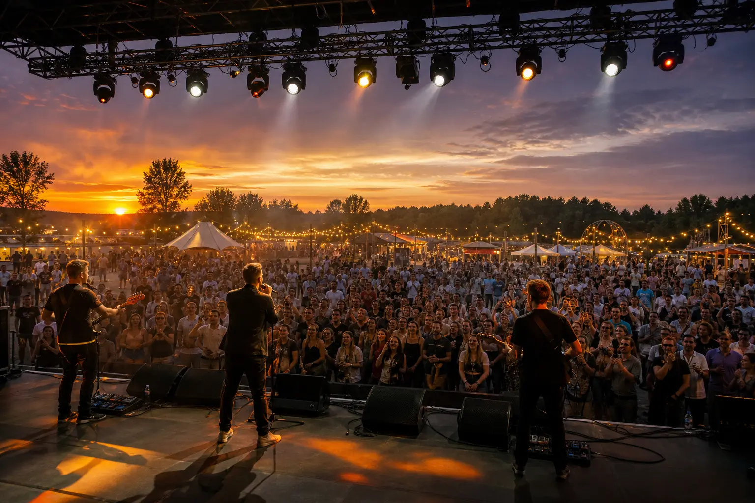 Letni festiwal plenerowy ze sceną i strefami dla gości
